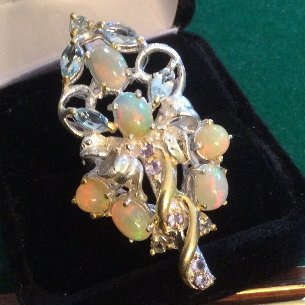 Outstanding Elegance, Genuine Natural Fiery Opal Ring - Picture 7 of 15